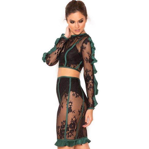 (NEVER WORN) House of CB Lace Skirt Set - Picture 3 of 5